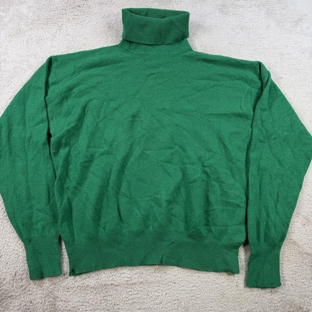 Polo Ralph Lauren Sweater Mens 42 (Fits Small) Green 100% Cashmere Turtleneck